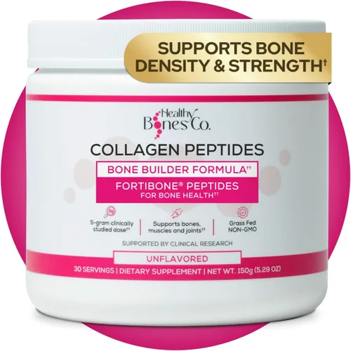 FORTIBONE Péptidos de colágeno Polvo de colágeno hidrolizado esencial para la construcción de huesos para mujeres y hombres, clínicamente respaldado