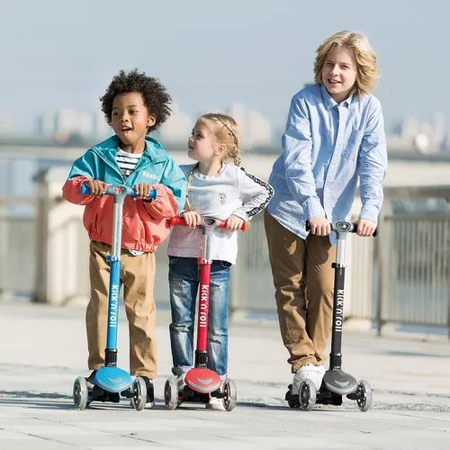 Miniatura 6 de Kicknroll Scooter de 3 ruedas para niños de 3 a 12 años con ruedas iluminadas, diseño plegable, altura ajustable, cubierta extra ancha