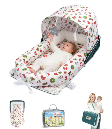 Miniatura 13 de Tumbona para bebé, tumbona portátil plegable de viaje para recién nacido de 0 a 12 meses, lavable y ligera, nido para bebé con toldo, nido de bebé