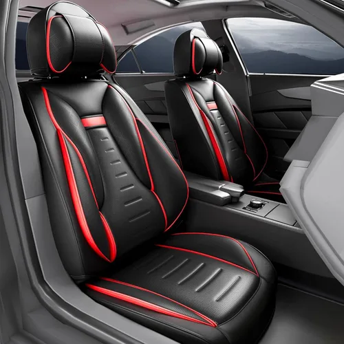 ASLONG 2 fundas de asiento delantero de automóvil con alas de ángel, accesorios para el interior del automóvil con piel de napa impermeable, para
