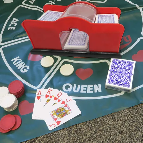Miniatura 6 de Evelots Juego de cartas Shuffler - Soporte para 2 cartas de cubierta, sistema de manivela fácil, máquina barajadora de cartas, barajadora de cartas