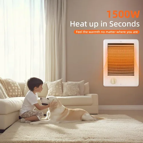 Miniatura 2 de Calentador de pared eléctrico mejorado con termostato (modelo: CSC151TW, Parte: 67509), 5120 BTU, 120 voltios, 1500 vatios, blanco