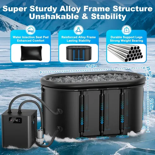 Miniatura 6 de Enfriador de baño de hielo y kit de bañera de inmersión fría, enfriador de inmersión en frío de 1/3 HP con filtro externo y bomba, cápsula de hielo