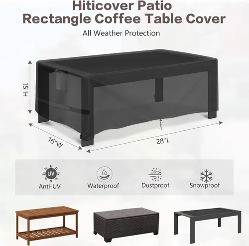 Miniatura 3 de Funda para Mesa de Café de Exterior Rectangular, Impermeable para Patio, Funda Pequeña Rectangular para Mesa de Café, Fundas para Muebles