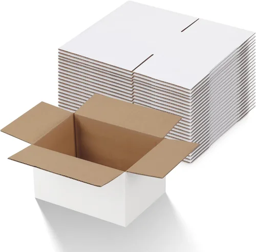 Miniatura 33 de Calenzana Juego de 40 Cajas de Envío 8x6x6, Caja de Cartón Corrugado Blanco para Envío, Embalaje de Regalos, Pequeña Empresa