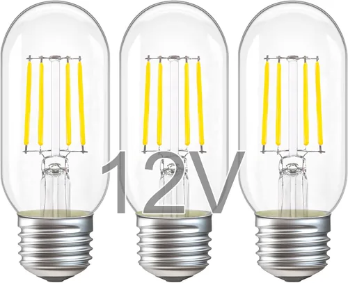Miniatura 12 de Paquete de 2 bombillas LED de 12 voltios A19 de bajo voltaje Edison de 4 W 400 lm E26 2700 K blanco cálido, 40 vatios equivalente a incandescente RV
