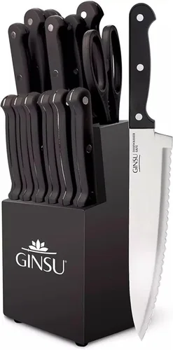 Miniatura 8 de Ginsu Kiso - Juego de cuchillos morados de 14 piezas con bloque negro, apto para lavavajillas y siempre afilado Púrpura