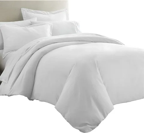 Miniatura 10 de Royal Tradition Juego de ropa de cama de viscosa de bambú sólido de 7 piezas, funda de edredón y fundas de almohada con sábanas, color beige