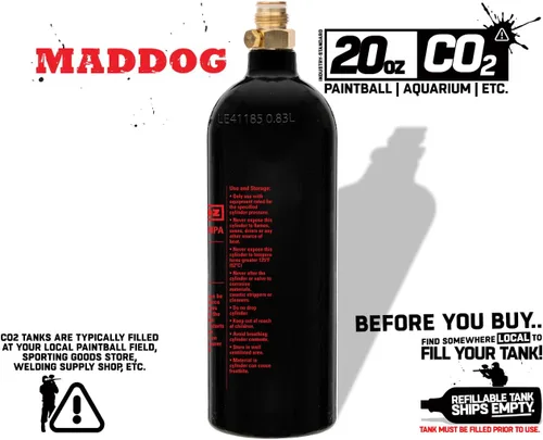 Miniatura 5 de Maddog 20 Oz Refillable Aluminum CO2 Paintball Tank - Aquarium Bottle - Ships Empty