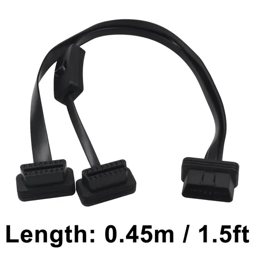 Miniatura 7 de Duttek Cable divisor OBD II (con interruptor), OBD2 de 16 pines macho a hembra de extensión de diagnóstico Y cable plano para todos los equipos OBD