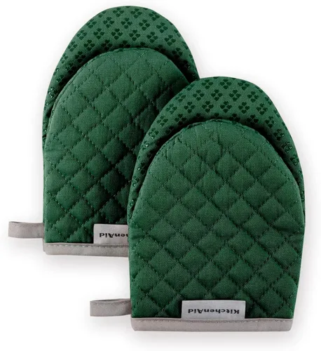 Miniatura 12 de Guantes KitchenAid, mini guantes de horno, de algodón, con agarre de silicona Verde pistacho