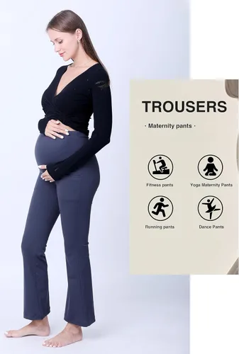 Miniatura 3 de Tianpin Pantalones de yoga de cintura alta para mujer, pantalones de maternidad de fitness con bolsillos laterales, leggings para gimnasia, ropa