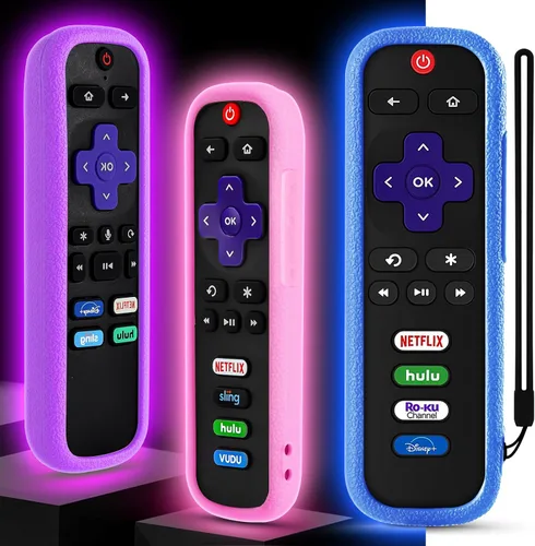 Miniatura 7 de Wevove - Juego de 3 fundas para control remoto Roku, compatible con TCL Roku Smart TV Steaming Remote, controlador protector de silicona, funda