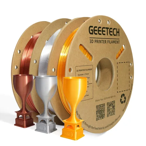 Miniatura 44 de GEEETECH Filamento PLA de color dorado sedoso de 0.069 libras, filamento de seda brillante para impresora 3D, carrete de 2.2 libras, precisión
