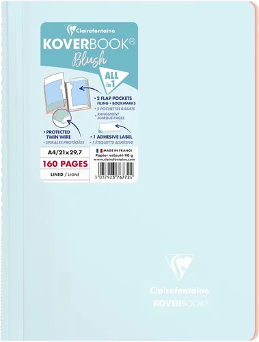 Miniatura 14 de Clairefontaine - Ref 961778C - Cuaderno con grapas Koverbook Blush (48 hojas) - Tamaño A5, regla rayada, papel de vitela cepillado de 3.17 oz/m²
