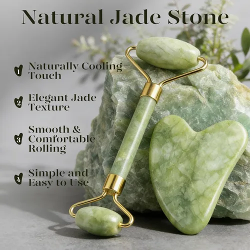 Miniatura 3 de BAIMEI IcyMe Gua Sha y rodillo de jade - Herramientas faciales, rodillo facial y juego de Gua Sha para reducir la hinchazón y el enrojecimiento