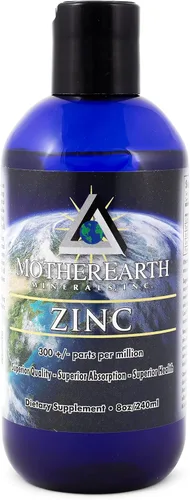 Mother Earth Minerals Suplemento de zinc líquido iónico, gotas minerales de zinc Angstrom de alta absorción para apoyo inmunológico, función