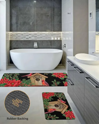 Miniatura 5 de Tapete de baño de Navidad para bañera, antideslizante, de secado rápido y absorbente, tierra de diatomeas, fregadero, dormitorio, cocina, tapete