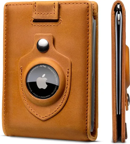 Miniatura 49 de SERMAN BRANDS - Billetera sencilla de cuero genuino con bloqueo RFID para hombre, billetera delgada con bolsillo frontal y clip para dinero
