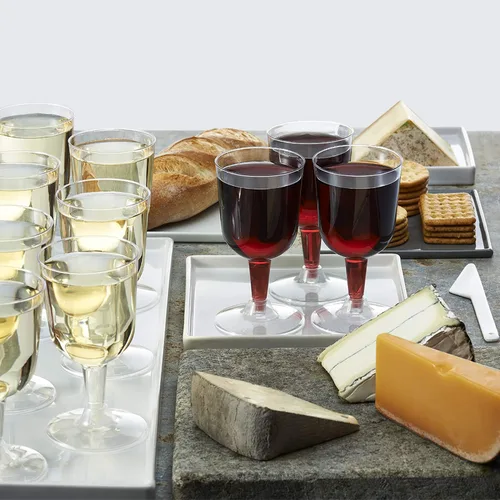 Miniatura 6 de Party Essentials Copas de vino desechables de plástico duro de dos piezas, 20 unidades, 7 onzas, transparente