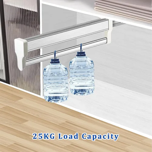 Miniatura 3 de Barra extraíble para colgar ropa ajustable para armario, organizador de barras para pantalones y ropa de acero inoxidable (547 mm / 21.5 pulgadas)