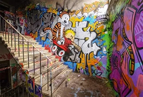 Yeele Fondo de pared de graffiti urbano de 7 x 5 pies para fotos, dibujos animados retro de los años 80 y 90, estilo hiphop, fotografía de fondo,