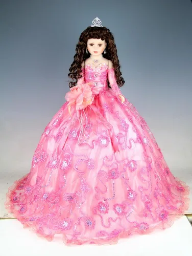 Kinnex Collections - Paraguas de quinceañera de porcelana de 28 pulgadas para muñeca de quinceañera (pieza de centro) ~ KK28200 ~ (Coral)