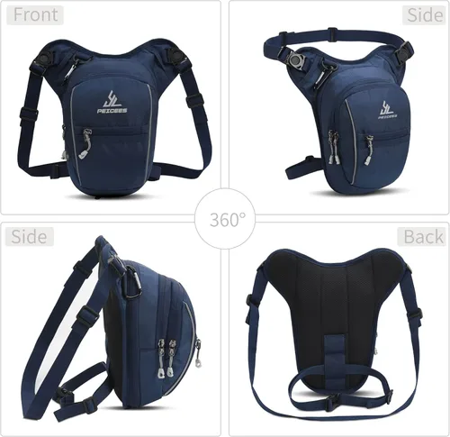 Miniatura 7 de Peicees Bolsa de Pierna con Espacio Expandible para Muslo, Bolsa de Cadera Impermeable para Montar en Motocicleta y Bicicleta al Aire Libre, Bolsa