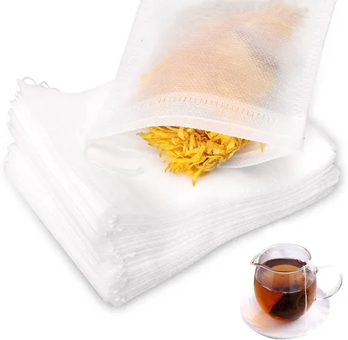Paquete de 100 bolsas de filtro de té desechables para té de hojas sueltas, material de tela no tejida de grado alimenticio, bolsas infusoras de té