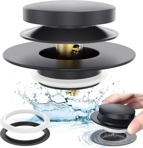 Miniatura 8 de Tapón de bañera de punta mejorada de oro cepillado, tapón universal de drenaje de bañera desplegable, tapones de drenaje de bañera de baño