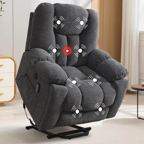 Miniatura 13 de CANMOV Silla reclinable eléctrica con masaje y calor para adultos mayores, reclinables anchos y tapizados, mecanismo de movimiento reclinable