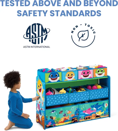 Miniatura 4 de Baby Shark Deluxe - Organizador de juguetes de diseño y almacenamiento de 9 contenedores por Delta Children, certificado Greenguard Gold