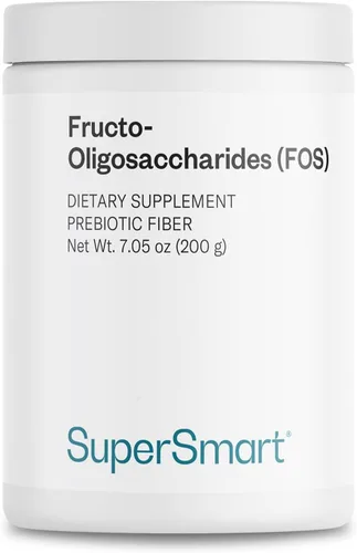 Supersmart Fructo Oligosacáridos en polvo (prebióticos FOS) - Oligofructosa inulina - Suplemento de fibra | Sin OMG y sin gluten - 7.05 oz