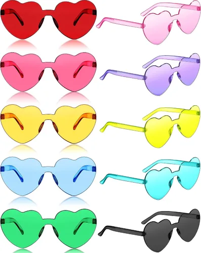 20 pares de lentes de sol sin montura en forma de corazón transparentes color caramelo sin marco gafas de moda 10 colores