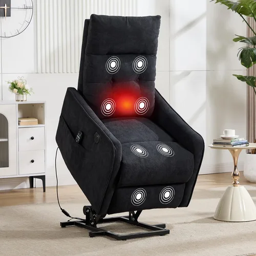 Miniatura 14 de Silla Reclinable con Elevación Eléctrica con Masaje de Vibración y Calor para Personas Mayores de Estatura Pequeña, Silla Elevadora Pequeña