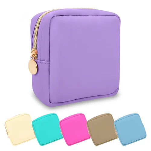 Miniatura 66 de Estuche pequeño para lápices y maquillaje para bolso, lindo estuche de lápices, bolsa de pinceles de maquillaje de nylon con cremallera, estuche
