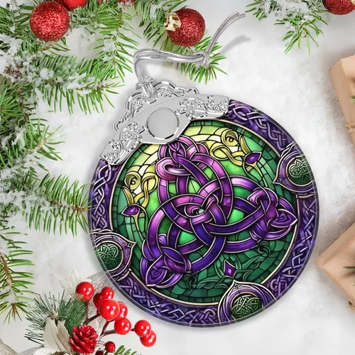 Miniatura 5 de Adorno de Nudo Celta de Vidrio Manchado - Adorno Navideño - Adornos Navideños para Árbol - Ideas de Regalo de Vacaciones - Intercambio de Regalos