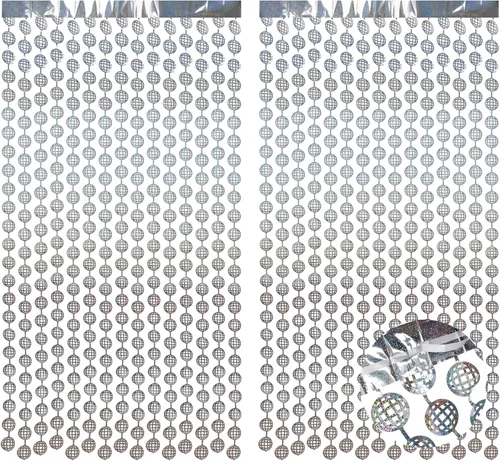 Miniatura 48 de BRAVESHINE - Fondos de flecos de papel de aluminio iridiscente, 2 cortinas metálicas de 3.2 x 6.5 pies para fotos, para cumpleaños, boda
