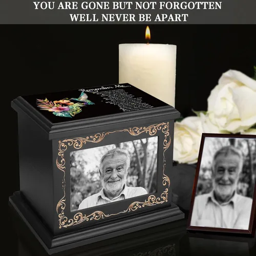 Miniatura 4 de Urnas de cremación para cenizas humanas de adultos, masculinas o femeninas, urnas conmemorativas funerarias para cenizas con marco para fotos, caja