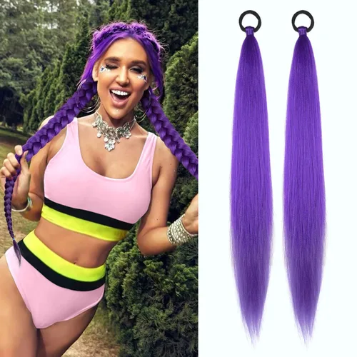 Miniatura 42 de Extensión de cabello sintético suave y natural para mujer, 34 pulgadas, 4.63 onzas, color rosa
