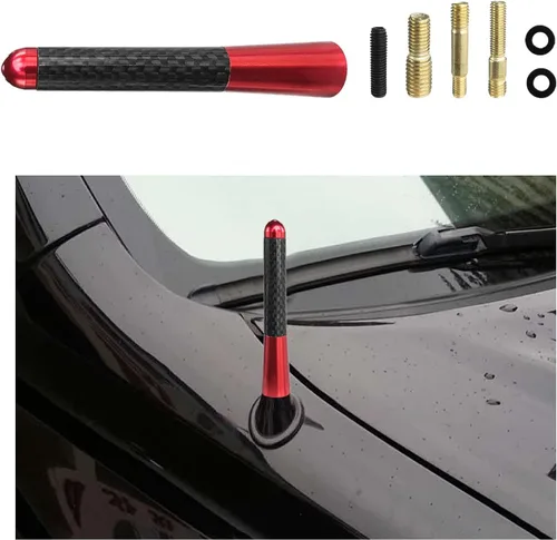 Miniatura 17 de Dickno Antena corta para automóvil, antena de radio de aluminio de 1.37 pulgadas, repuesto de mástil, antena de recepción de radio AM/FM automática