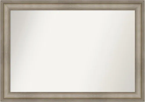 Miniatura 401 de Amanti Art Espejo de baño plateado para sobre el fregadero, 26 x 26 pulgadas, espejo cuadrado de plata antigua, marco de madera tradicional mediano