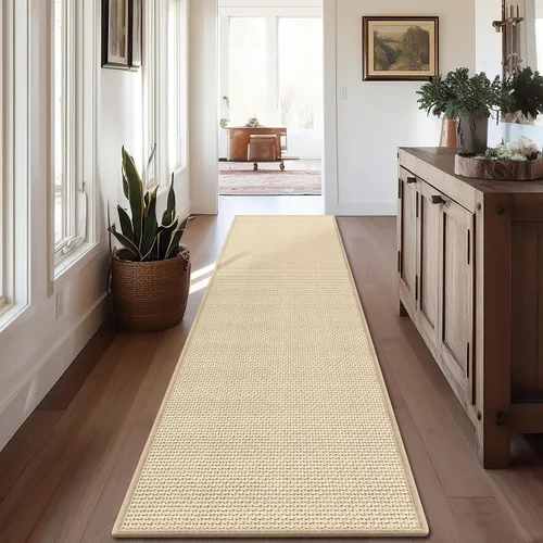 Miniatura 29 de GOYLSER Alfombras de yute de 15 pies para pasillo, alfombra de cocina, antideslizante, lavable, absorbente, alfombra de pasillo color beige