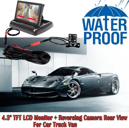 Miniatura 3 de Monitor plegable TFT LCD de 4.3 pulgadas para coche, cámara de respaldo inversa, cámara de respaldo para coche, sistema de aparcamiento de video