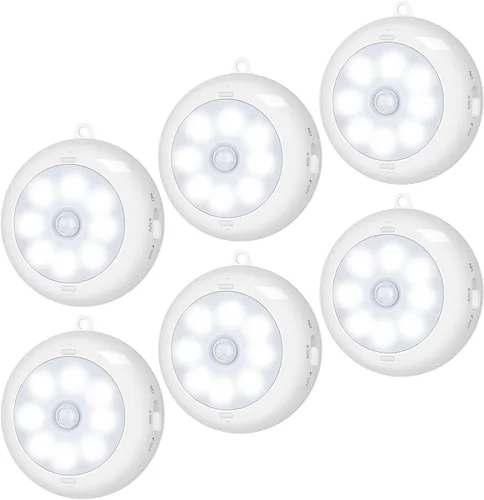 BLS Luz con sensor de movimiento para interiores, luz nocturna LED inalámbrica, iluminación debajo del gabinete, luces de disco alimentadas por