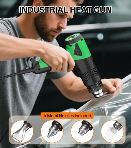 Miniatura 7 de Pistola de calor de 1800 W, calentamiento rápido, 122℉-1202℉, pistola de aire caliente resistente, control de temperatura variable, protección