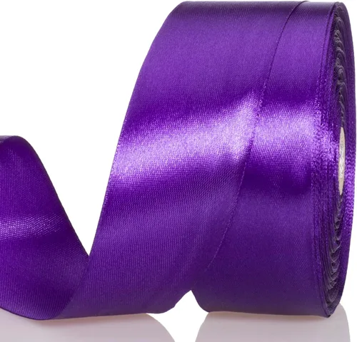 YASEO Cinta de satén liso morado de 1 1/2 pulgadas, cinta de tela artesanal de 50 yardas para envolver regalos, ramos florales, decoración de fiesta