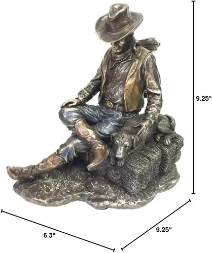 Miniatura 5 de Escultura de estatua de siesta de vaquero y perro de WU