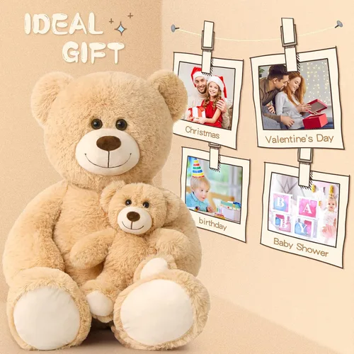 Miniatura 6 de Tezituor Oso de peluche grande con bebé, oso de peluche grande de 39 pulgadas con bebé, oso de peluche gigante para niños, novia en el día