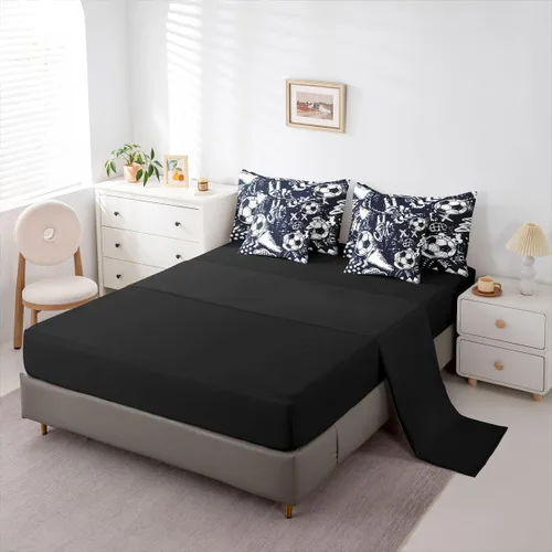 Miniatura 6 de Erosebridal Juego de edredón de tamaño individual para niños, cama de fútbol de 7 piezas en una bolsa, sábanas y fundas de almohada, juego de ropa